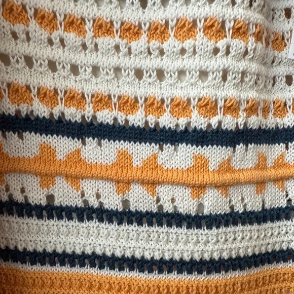 NWT • Joie • Giselle Sleeveless Striped Crochet Midi Dress • Size XL • 💙🧡🤍 • - Picture 7 of 9